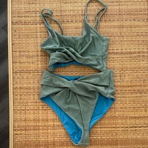 Beach Riot Green & Blue Twist Front Bikini Set